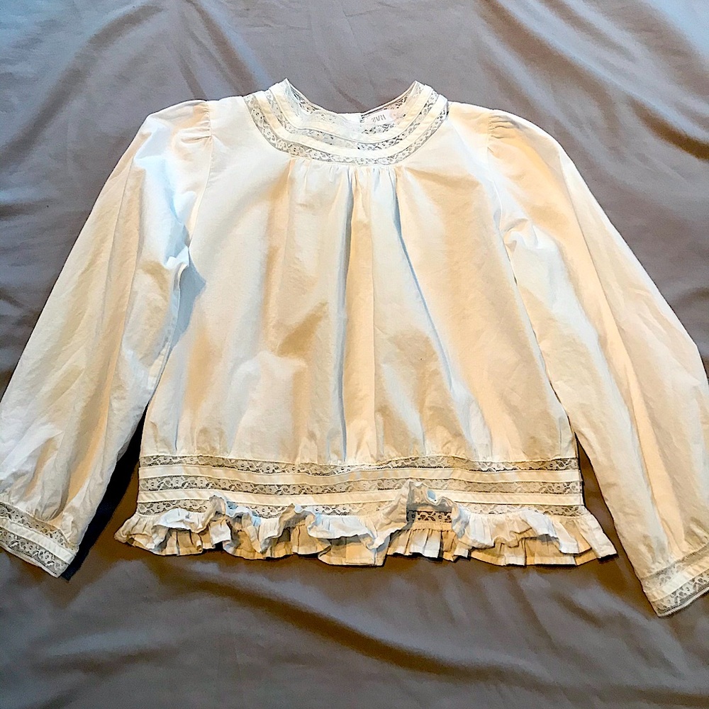 ZARA Embroidered lace blouse